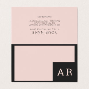 Moderne Minimal Pastel Rosa und Schwarz Monogramm Visitenkarten