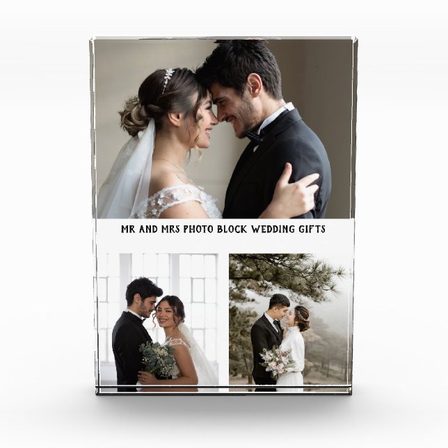 Moderne Minimal Personalisierte Mr. and Mrs. Foto  (Vorderseite)