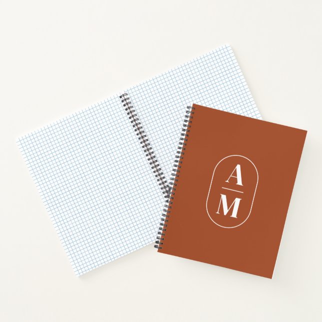 Moderne Minimal Pill Monogram - Terra Cotta Notizbuch (Innenseite)