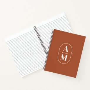 Moderne Minimal Pill Monogram - Terra Cotta Notizbuch