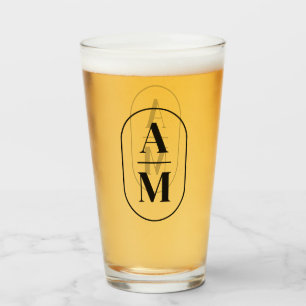 Moderne Minimal Pill Monogramm - Schwarz Glas