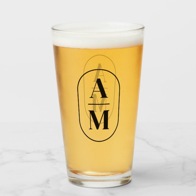 Moderne Minimal Pill Monogramm - Schwarz Glas (Vorne (Gefüllt))
