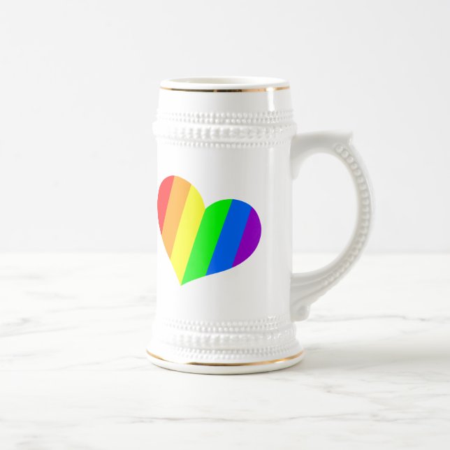 Moderne Minimal Rainbow Liebe Herz Bierglas (Rechts)