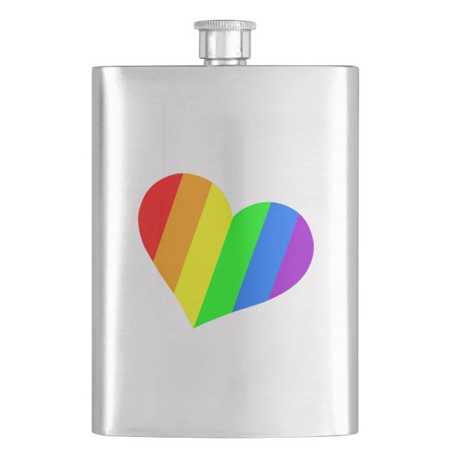 Moderne Minimal Rainbow Liebe Herz Flachmann (Vorderseite)