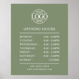 Moderne Minimal Sage Green Business Openings Poster