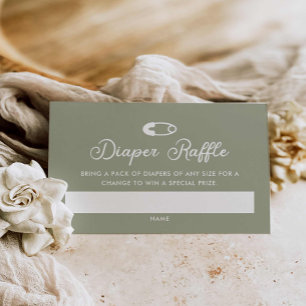 Moderne Minimal-Sage Green Diaper Raffle Begleitkarte