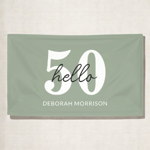 Moderne Minimal Sage Grüne Typografie 50. Geburtst Banner