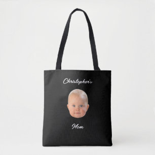 Moderne Minimal-Schrift-Babys-Gesicht-Foto-Geschen Tasche