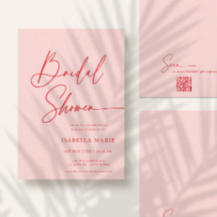 Moderne Minimal-Schrift Rosa Rote Brautparty Einladung