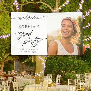Moderne Minimal Schrift Willkommens Abiturparty Banner