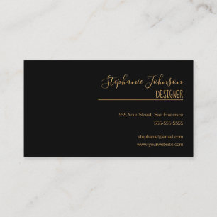 Moderne Minimal Schwarz-Gold-Kalligraphie Visitenkarte