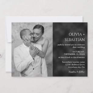 Moderne Minimal Schwarz Texturierte Foto Hochzeit Einladung
