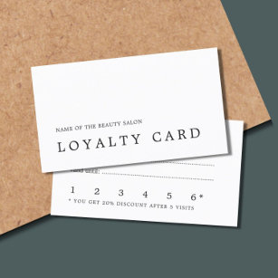 Moderne Minimal Schwarz-weiße Beauty Loyalty Card Treuekarte