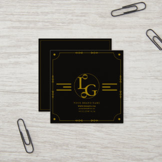 Moderne minimal schwarze und goldene Geschäftskart Quadratische Visitenkarte