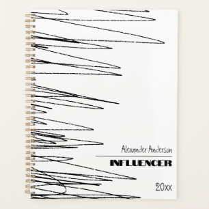 Moderne Minimal-Scribble Schwarz-Weiß-Abstrakt Planer
