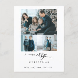 Moderne Minimal Script 3 Foto Frohe Weihnachten Postkarte
