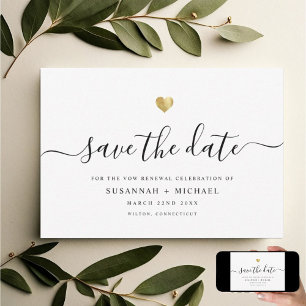 Moderne Minimal Script Gold Vow Erneuerung Save The Date