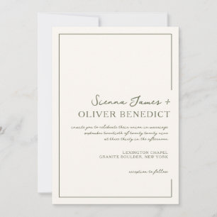 Moderne Minimal-Script-Grüne-Border-Hochzeit Einladung