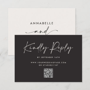 Moderne Minimal Script Hochzeits-RSVP mit Stripe RSVP Karte
