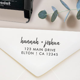 Moderne Minimal-Script-Hochzeitsskrippe-Rücksendea Permastempel