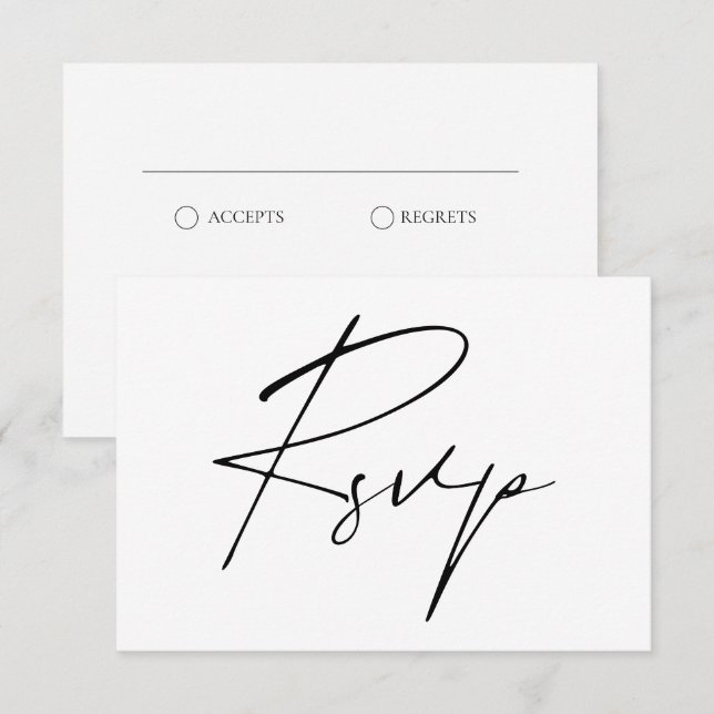 Moderne Minimal-Script-Kalligrafie-Hochzeit RSVP Karte (Vorne/Hinten)