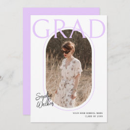 Moderne Minimal Script Mauve Foto Graduation Party Einladung