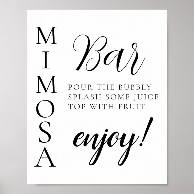 Moderne Minimal Script Mimosa Bar Schild (Vorne)