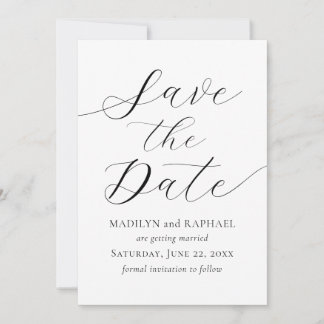 Moderne Minimal Script Save the Date Foto Karte hi