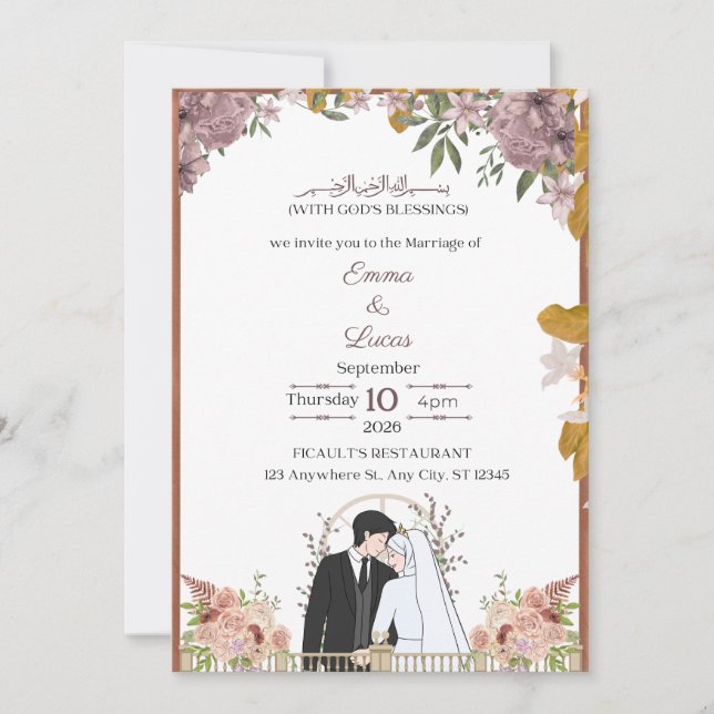 Moderne Minimal Script Wedding Einladung - Emma & (Vorderseite)