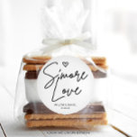 Moderne Minimal S'More Liebe Gastgeschenk Hochzeit Runder Aufkleber<br><div class="desc">Diese modernen Minimalistischen Aufkleber der Gastgeschenk Hochzeit S'More Liebe sind ideal für eine minimalistische Hochzeit oder eine moderne Hochzeit. Dieses einfache Design verfügt über einen Handskript-Schriftart, der für Ihre Veranstaltung perfekt geeignet ist. Anpassbar alle Formulierungen in jeder Farbe. Sie können auch jedes Bild hinzufügen, wenn Sie möchten! Personalisieren Sie diese...</div>