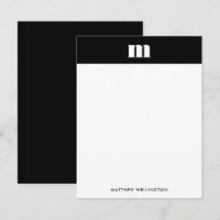 Moderne Minimal Solid Black Monogram Vertikal