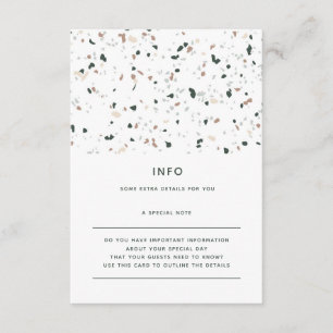 Moderne Minimal Terrazzo Grüne Rosa Hochzeit Detai Begleitkarte