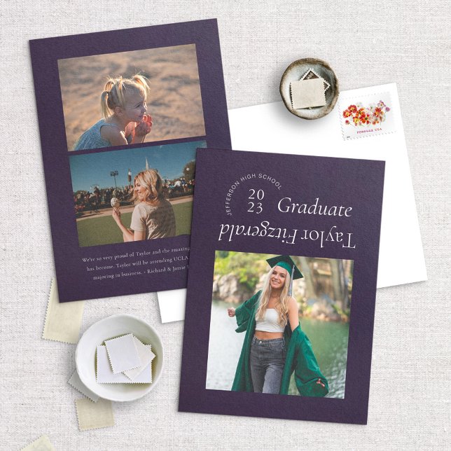 Moderne Minimal Trendy Foto Grad Ankündigung (Von Creator hochgeladen)