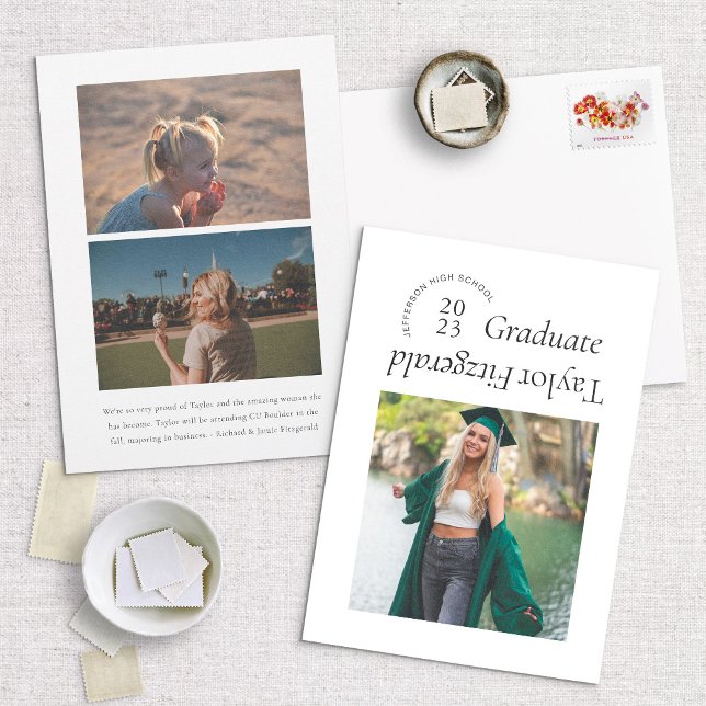 Moderne Minimal Trendy Foto Grad Ankündigung (Von Creator hochgeladen)