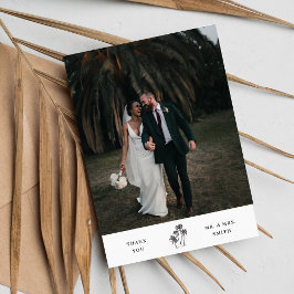 Moderne Minimal Tropical Palm Tree Wedding Dankeskarte