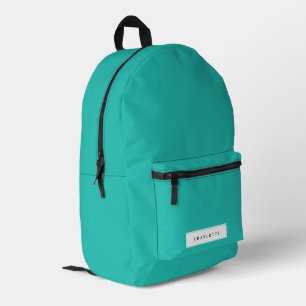 Moderne Minimal Türkis Einfarbig Benutzername Bedruckter Rucksack