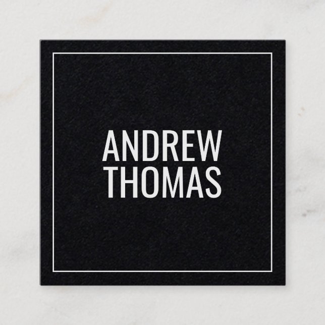 Moderne Minimal Typografie Black Paper Square Quadratische Visitenkarte (Vorderseite)