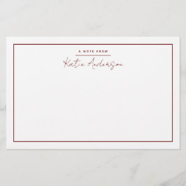 Moderne Minimal Typografie Script Maroon Briefpapier