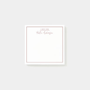 Moderne Minimal Typografie Script Maroon Post-it Klebezettel