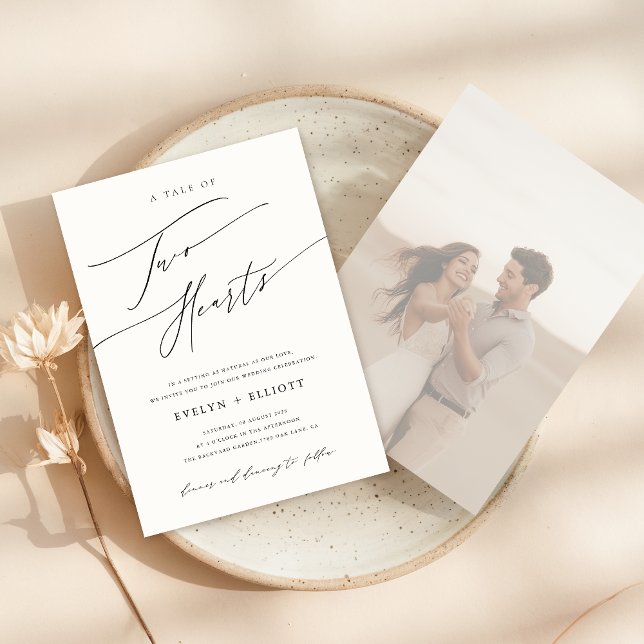 Moderne Minimal verblichene Hochzeit des Fotos Einladung (Von Creator hochgeladen)