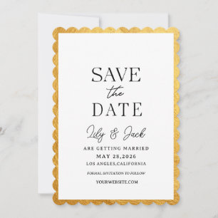 Moderne Minimal-, Vintage Thin Gold Border Rahmen Save The Date