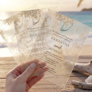 Moderne Minimal Watercolor Oyster Beach Hochzeit Acryleinladungen