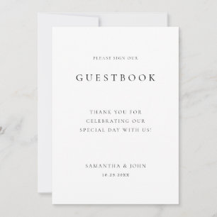 Moderne Minimal Wedding Gästebuchskarte Einladung