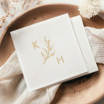 Moderne Minimal Wedding Monogram Greenerity Blätte