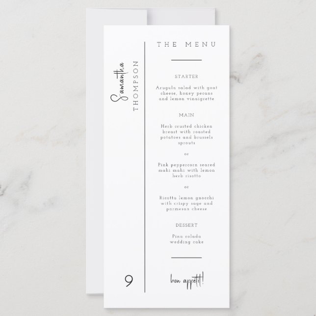 Moderne Minimal Wedding Vielen Dank Platzkarte Men (Vorderseite)