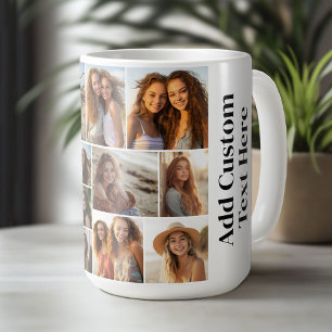 Moderne Minimal Weiß mit 12 Foto-Collage Kaffeetasse