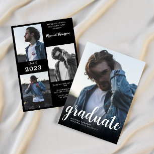 Moderne Minimal White & Black Foto Graduation Part Einladung