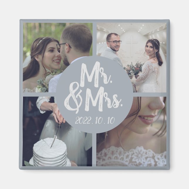 Moderne Minimal White Border Wedding Collage Magnet (Vorne)
