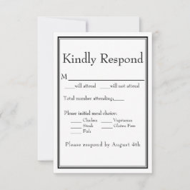 Moderne Minimal White Meal RSVP Karte