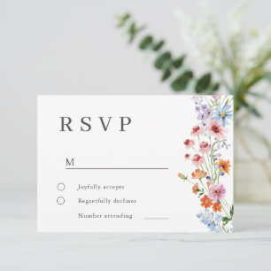 Moderne Minimal Wildblumen Hochzeit RSVP Karte